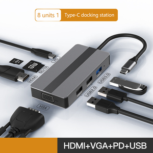 Eight-in-One <strong>TYPE</strong>-C Docking Station with HD Mi <strong>Network</strong> Card VGA USB3.0 Converter HUB for Laptop Phone Used <strong>Computer</strong> Accessories - Product Image 3