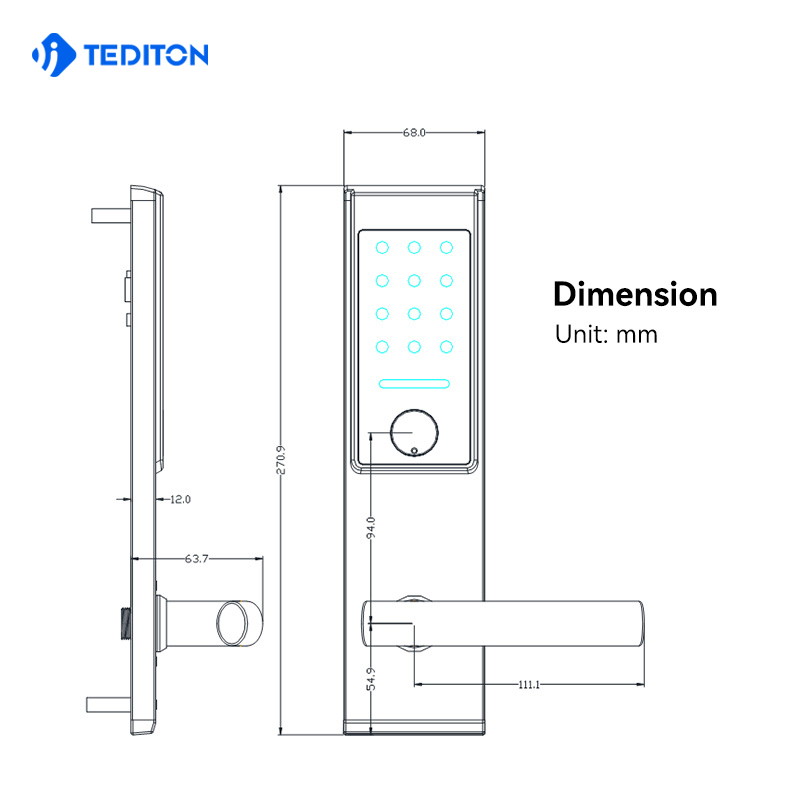 Direct Manufacturer Customized Service Digital Rfid Reader Hotel Gate Ttlock Mobile Phone Door Smart lock