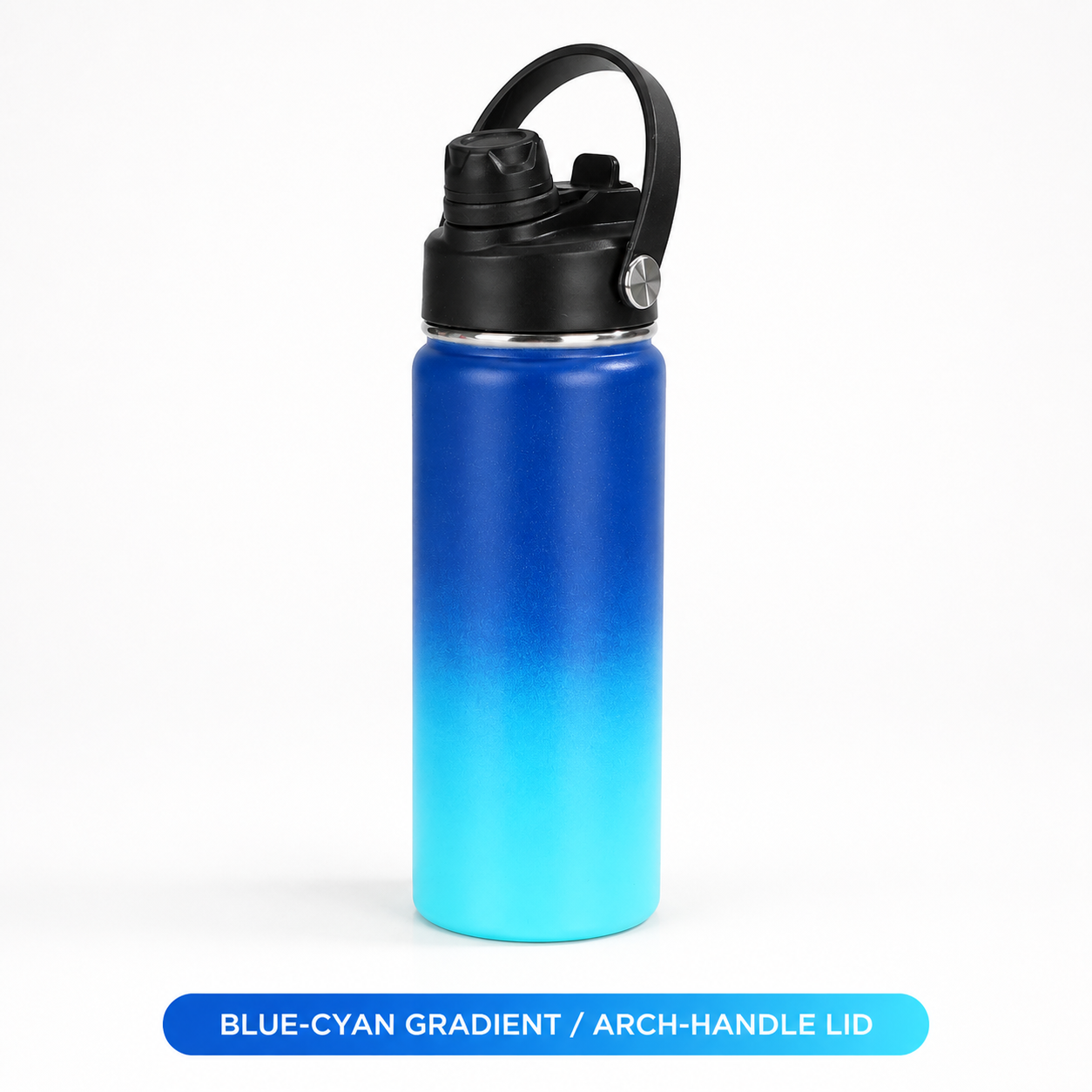 GRADIENTE AZUL-CIAN / TAPA CON ASA EN FORMA DE ARCO