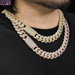 Hip Hop 20mm küba Link zinciri buzlu Out büyük Pointer altın kaplama 925 gümüş VVS Moissanite küba zinciri - Product Image 1