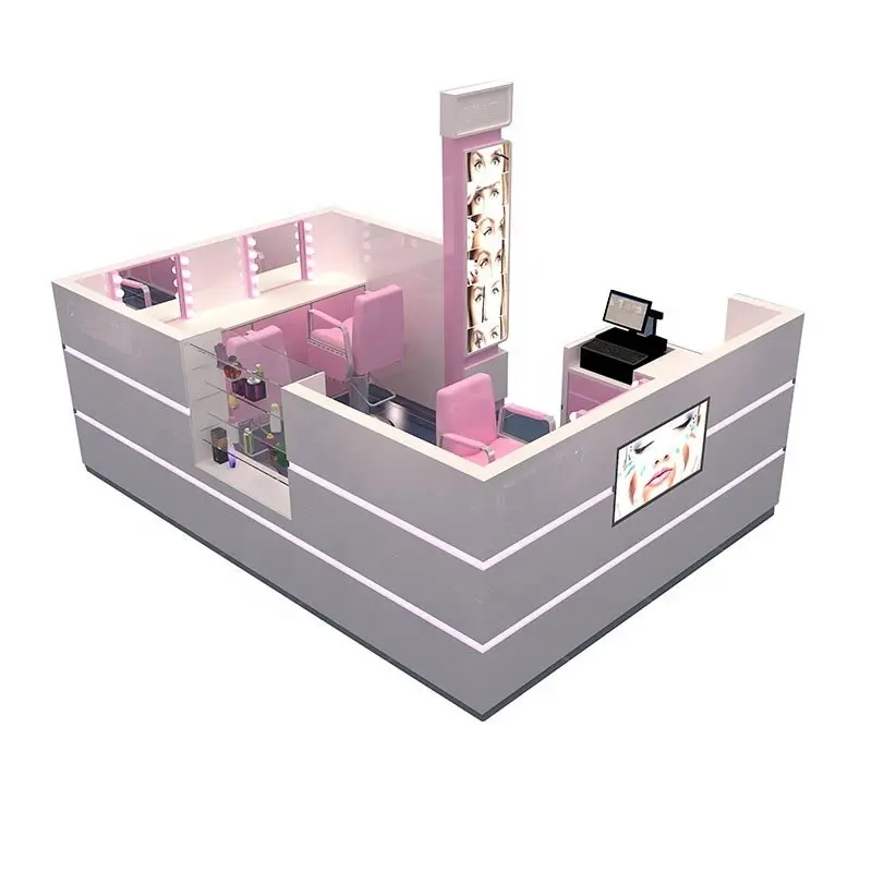 Manufacturer Customized Mall Salon Interior Design Eyebrow Threading Store For Sale Salon Kiosk for sale