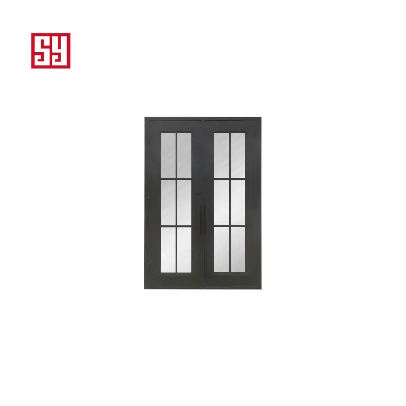 Modern Minimalist Wrought Iron Entry Door Hot Selling Steel Exterior Application Finished Surface
