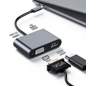 高品质4合1 USB C集线器，15厘米C型多端口集线器转换器，带4K HD VGA USB 3.0和PD 100W充电接口 - Product Image 6