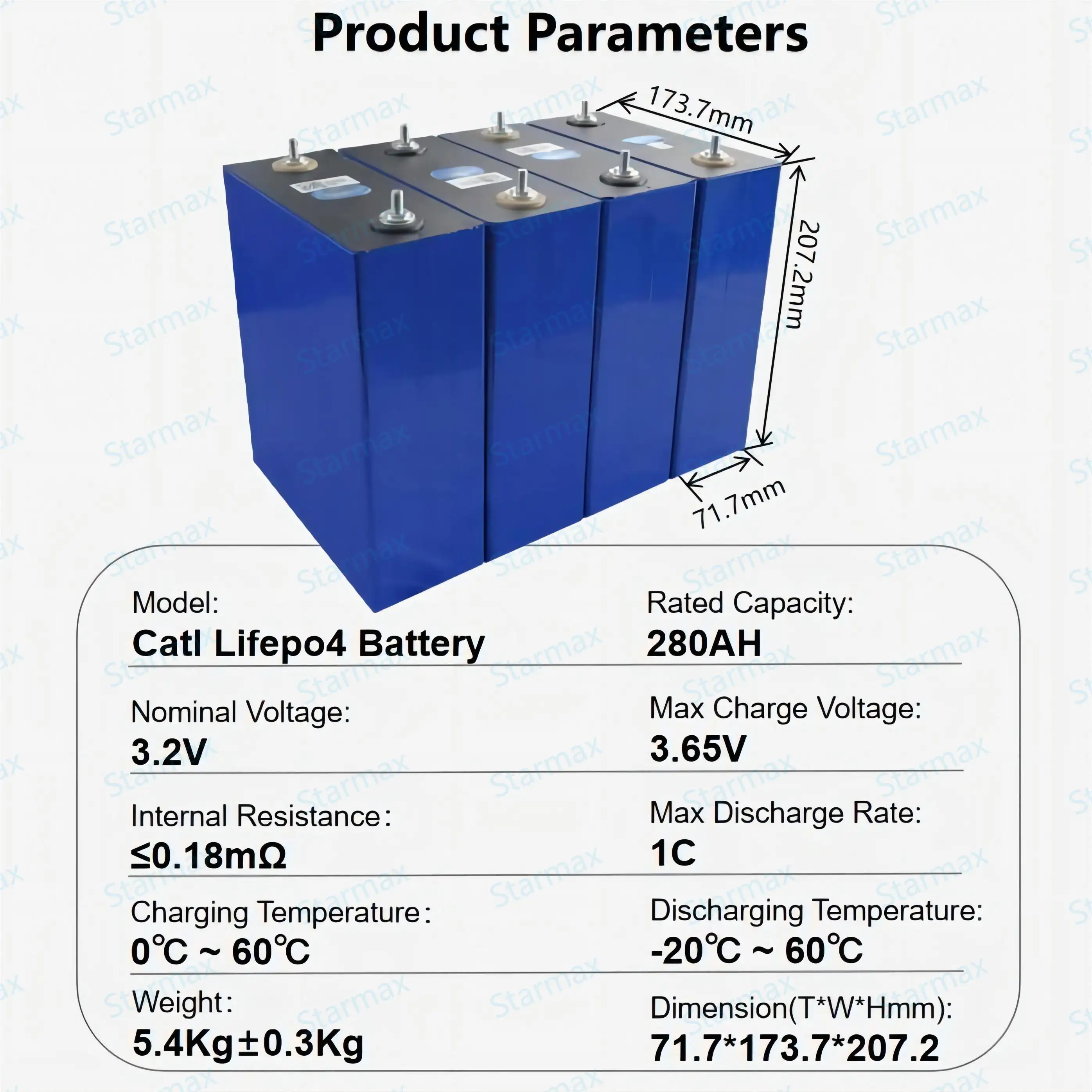 Starmax Catl 3,2 В 280Ah 302Ah 314Ah 320Ah Lifepo4 батарея призматические элементы литий-ионный аккумулятор домашняя солнечная батарея для хранения энергии