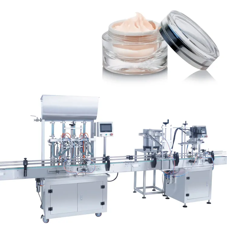 Línea de producción de cosméticos automática, máquina de llenado y etiquetado de botellas de crema cosmética