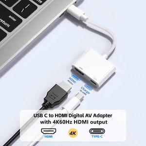 适用于iPhone 15/16 Pro Max C型数字影音高清电视适配器的USB C至高清电视适配器，带100瓦快速充电4K 60hz视频转换器 - Product Image 3