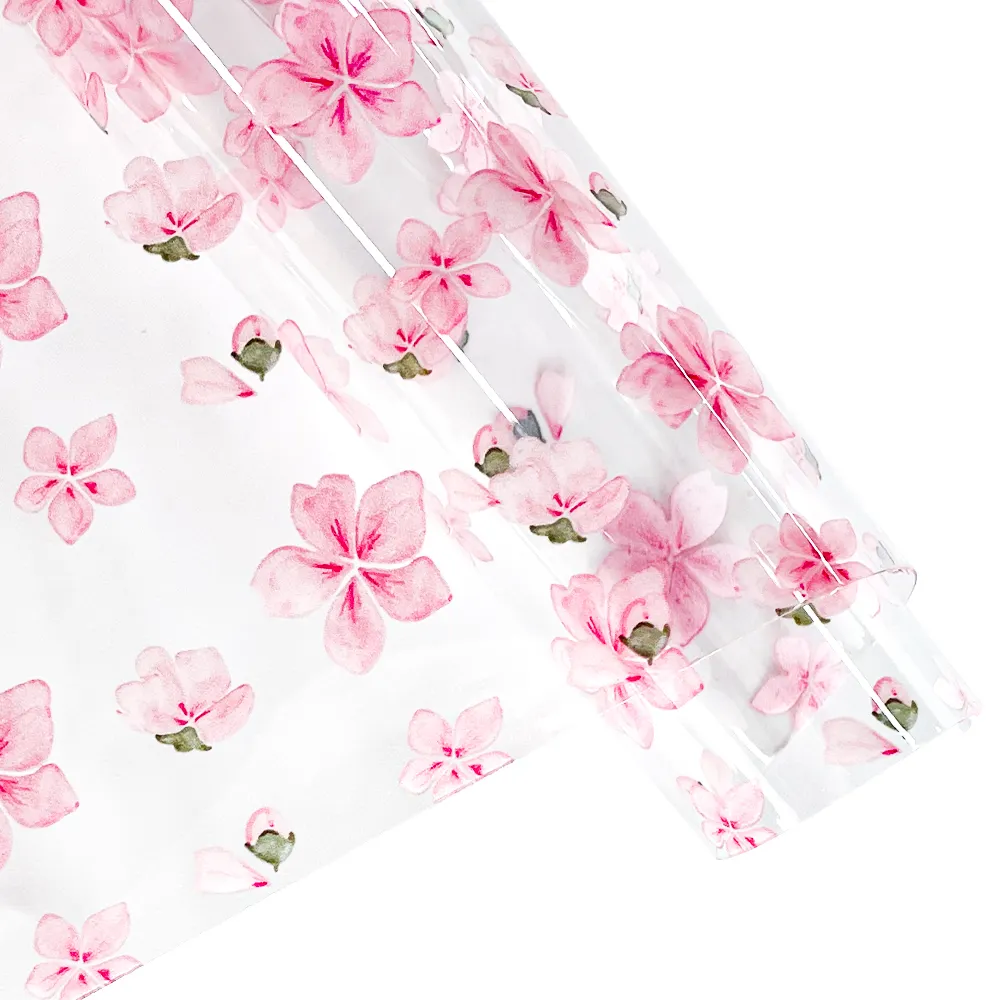 2024 New Fashionable Transparent Sakura TPU Vinyl Fabric Can Be Used for DIY Decorations of Bags and Meal Mats