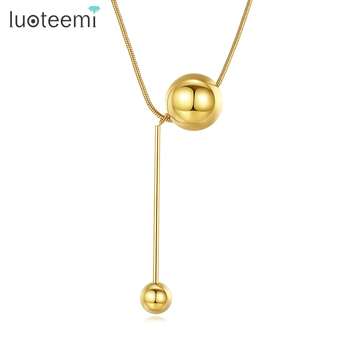 SP-LAM collana in acciaio inossidabile delicato con catena d'oro con ciondolo alla moda con perline da donna