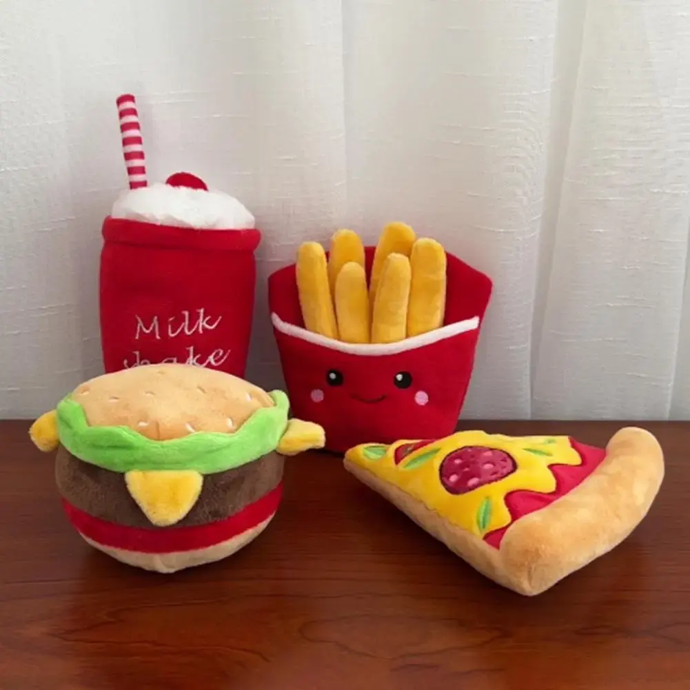 Lovely Exquisite Embroidery Tear-resistant Pizza Hamburger Pet Dog Chew Plush Doll Recreational Pet Sound Toy Pet Product
