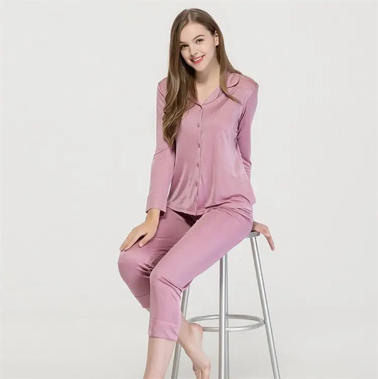 Zipei einfarbig umwelt-freundliche seide pyjama loungewear set komfortable 100% seide pyjama loungewear für frau