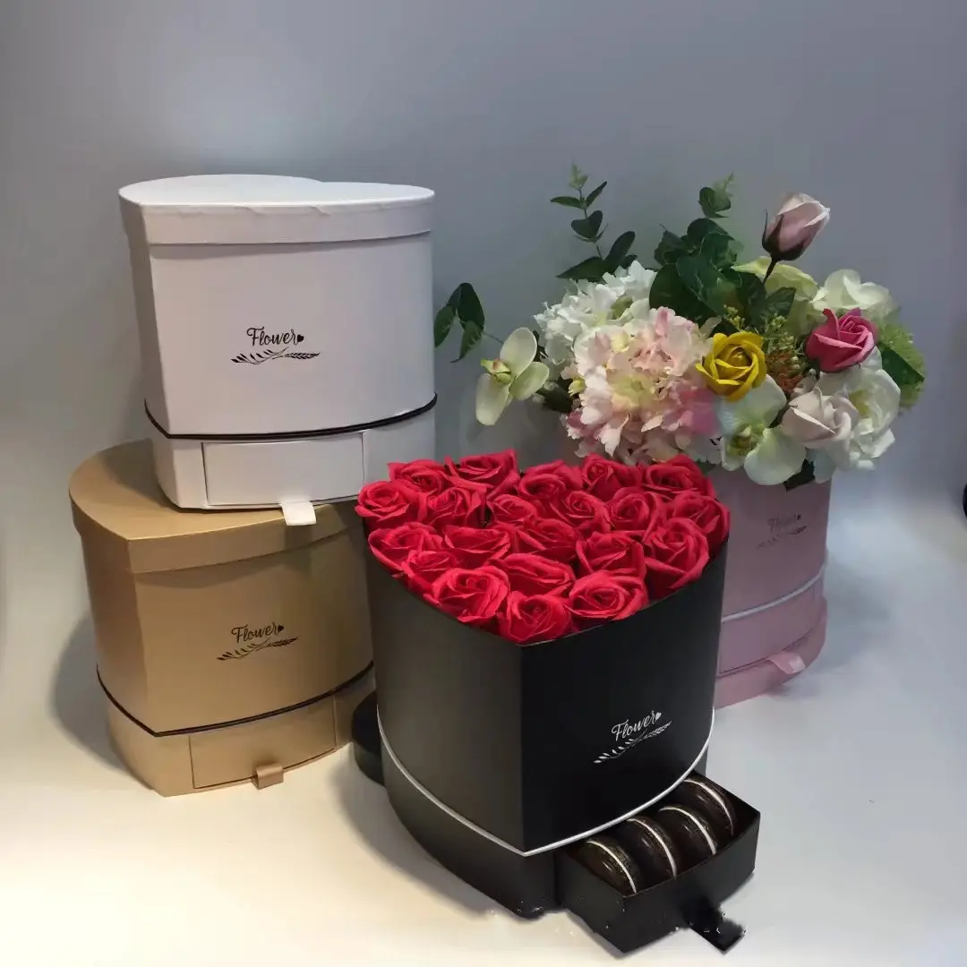 Caja de regalo de flores con cajón, venta al por mayor, Día de San Valentín, fiesta del Día de la madre, boda de Navidad