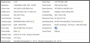 LP156WF4-SLB2 LP156WF4-SLB3 LP156WF4-SLB5 LP156WF4-SLB6 LP156WF4-SLB7 LP156WF4-SLC1 15.6 inch LCD màn hình hiển thị IPS Bảng điều chỉnh - Product Image 6