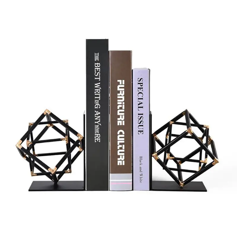 Modern işık lüks metal kitap stoper süs İskandinav tarzı ev dekor showpiece aksan demir geometrik dekoratif bookends