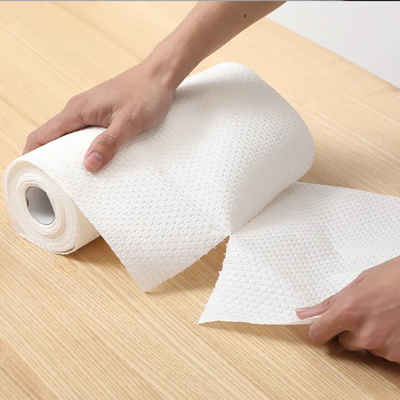 Strong Cleaning Power Disposable Kitchen Non Woven Fabric Paper Towels Rag Roll