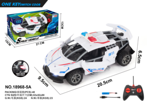 Nuevo 1:20 apertura de puerta de un botón con función de pulverización Coche de control remoto Control remoto eléctrico Coche de policía Modelo de coche de juguete - Product Image 2