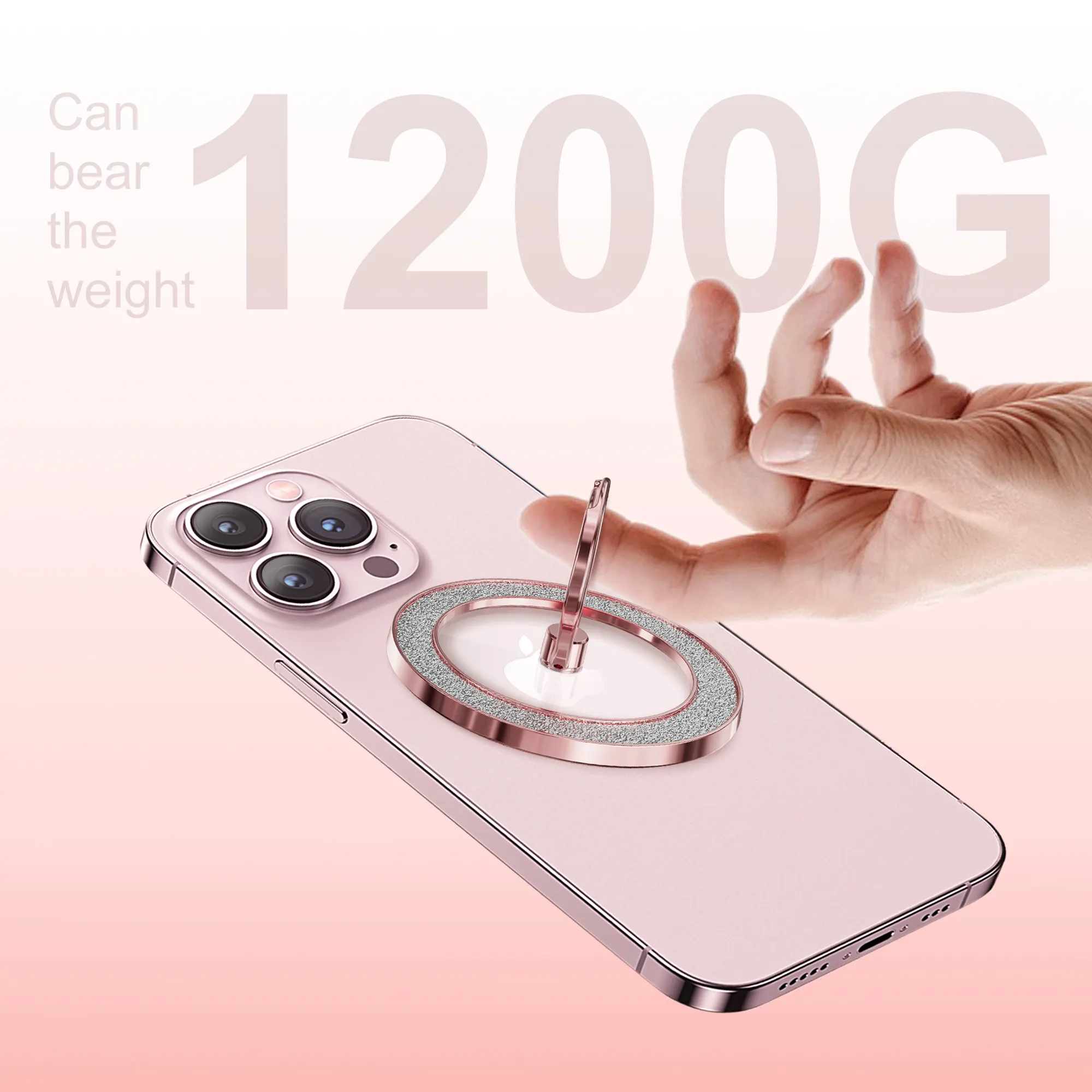 MagSafe for iPhone 14 15 ProMaxと互換性のある携帯電話用の金属製磁気携帯電話グリップリングホルダー