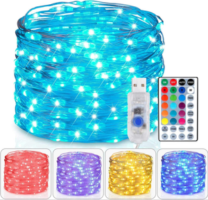 33フィート100LED16色USBパワードマルチカラーチェンジングストリングライト、ホリデーデコレーション用リモコン付き - Product Image 2