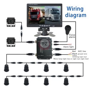 Parking Assistant 7 Inch Monitor With 2 Cameras Front/Rear View Alarm 8 <strong>Sensors</strong> <strong>Reversing</strong> Warning Parking System Kit for Truck - Product Image 5