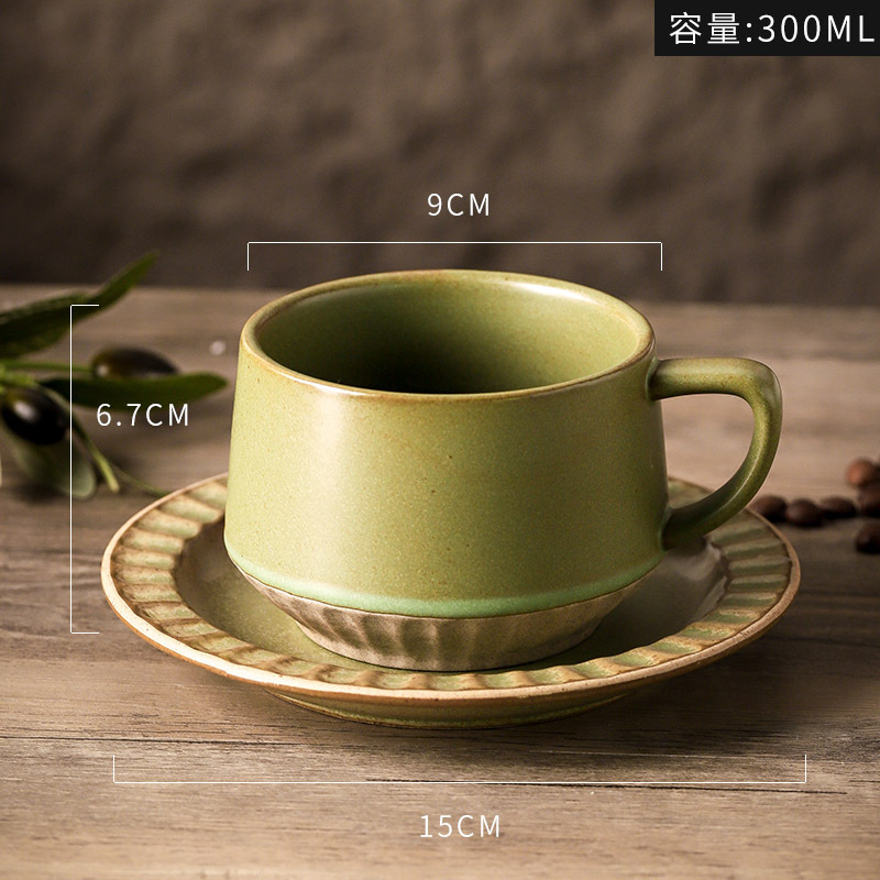 Vintage green-cup and saucer - 300ml