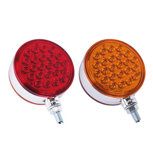 Sıcak 4 "<span class=keywords><strong>24</strong></span> <span class=keywords><strong>LED</strong></span> yuvarlak <span class=keywords><strong>Led</strong></span> Side Marker işık 12V 24V çift yüz Amber kırmızı kamyon römork krom kaide çamurluk işıkları