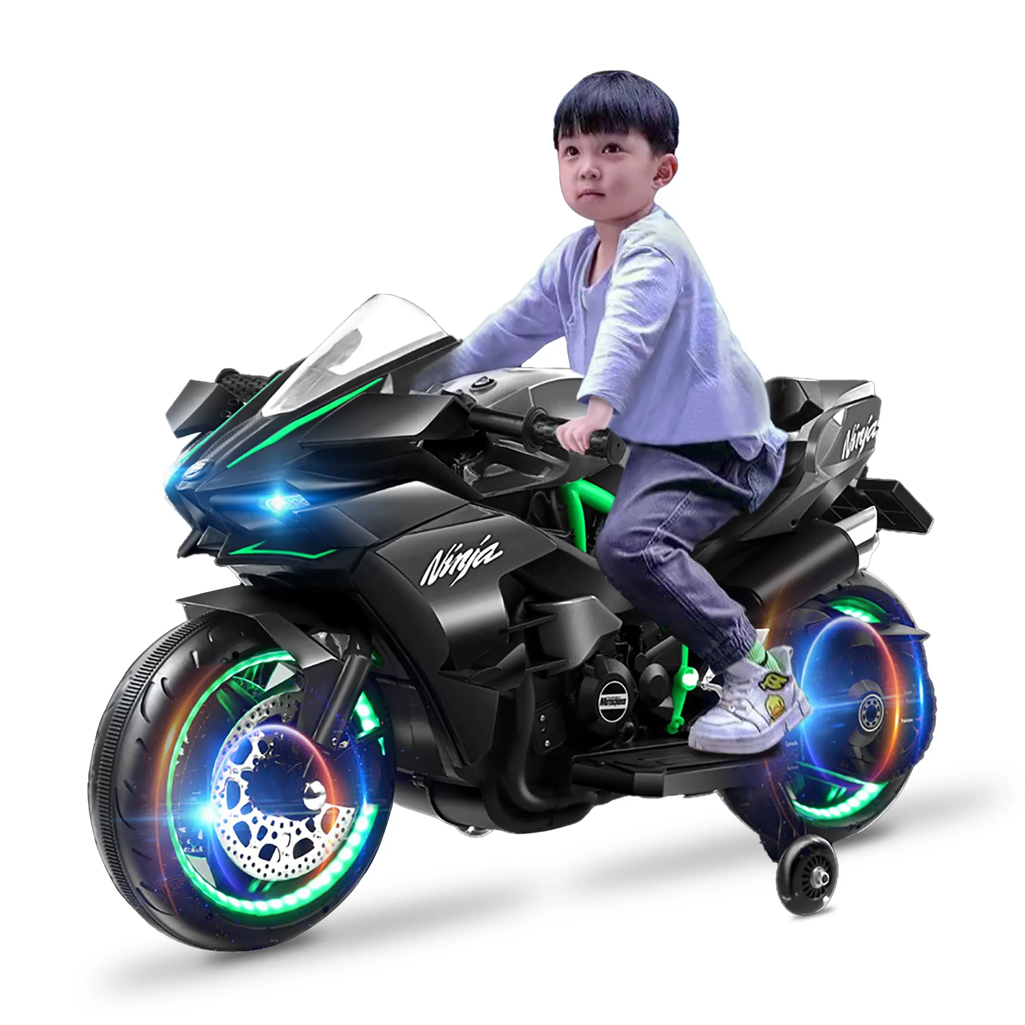 Coches de paseo para niños juguetes motocicleta juguetes de aprendizaje Kawasakis H2R 12V/4.5A batería deporte motocicleta 380W motor acelerador simulado