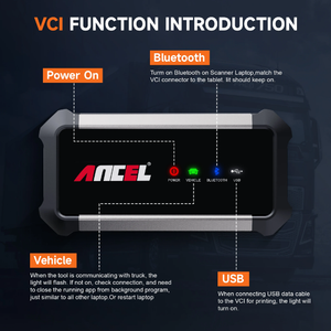 Ancel X7 HD เครื่องมือวินิจฉัยรถบรรทุกหนัก12V 24V, เครื่องมือวิเคราะห์เครื่องยนต์รถบรรทุก epb ABS รีเซ็ตน้ำมัน SAS DPF Regen TPMS ECU OBD2 - Product Image 6