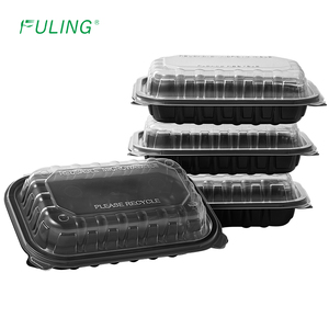 FULING kapaklı paket yemek gıda Bento kutusu gitmek için menteşeli konteyner 6x6 9x6 8x8 9x9 inç eko kapaklı tek kullanımlık gıda kapları - Product Image 1