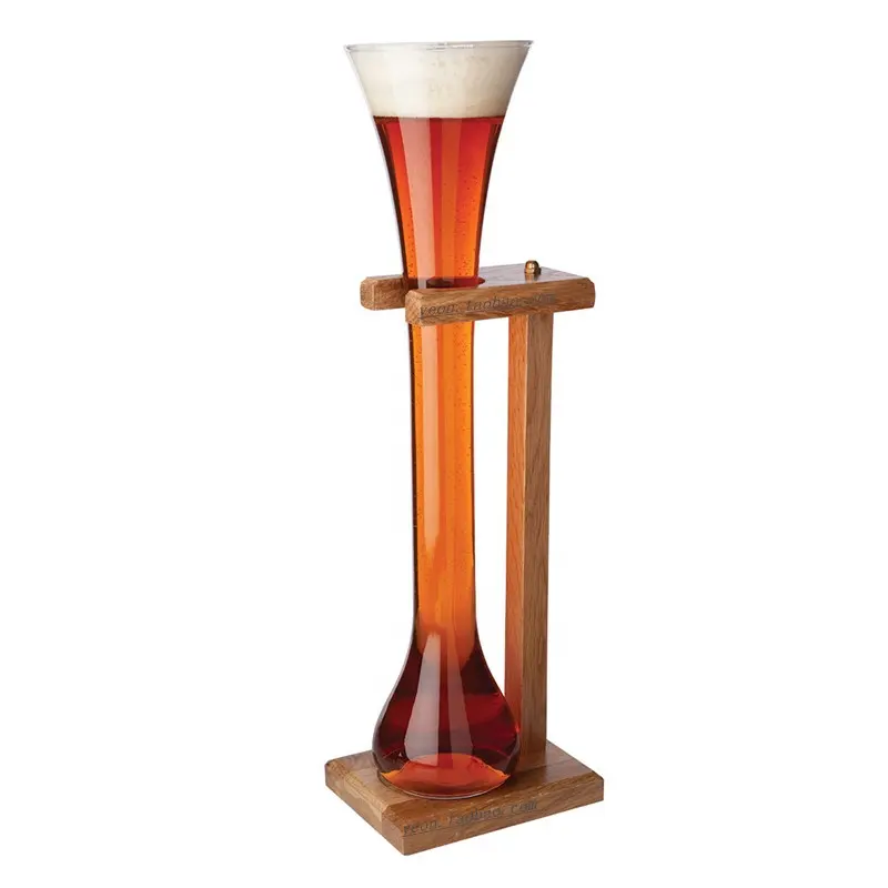 Необычный гигантский длинный пивной стакан 24 унции с деревянной подставкой