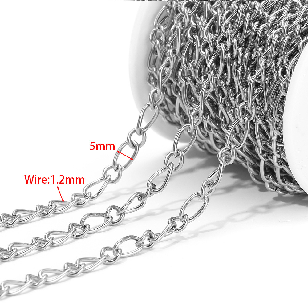 1.2mm wire diameter 5mm width 1:1 side chain steel color