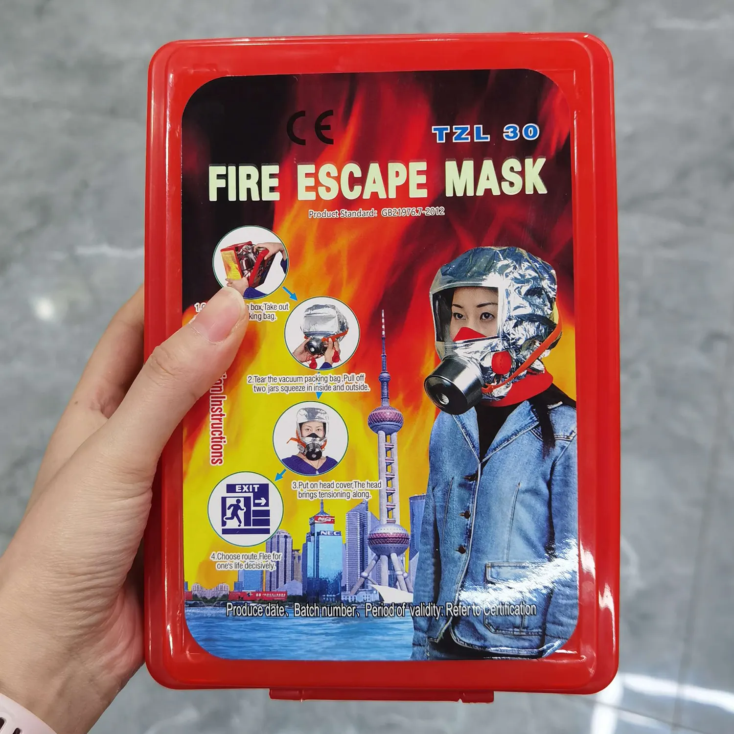 Respirator keselamatan darurat pemadam kebakaran TZL30 TZL60, masker pelarian api untuk perlindungan asap api