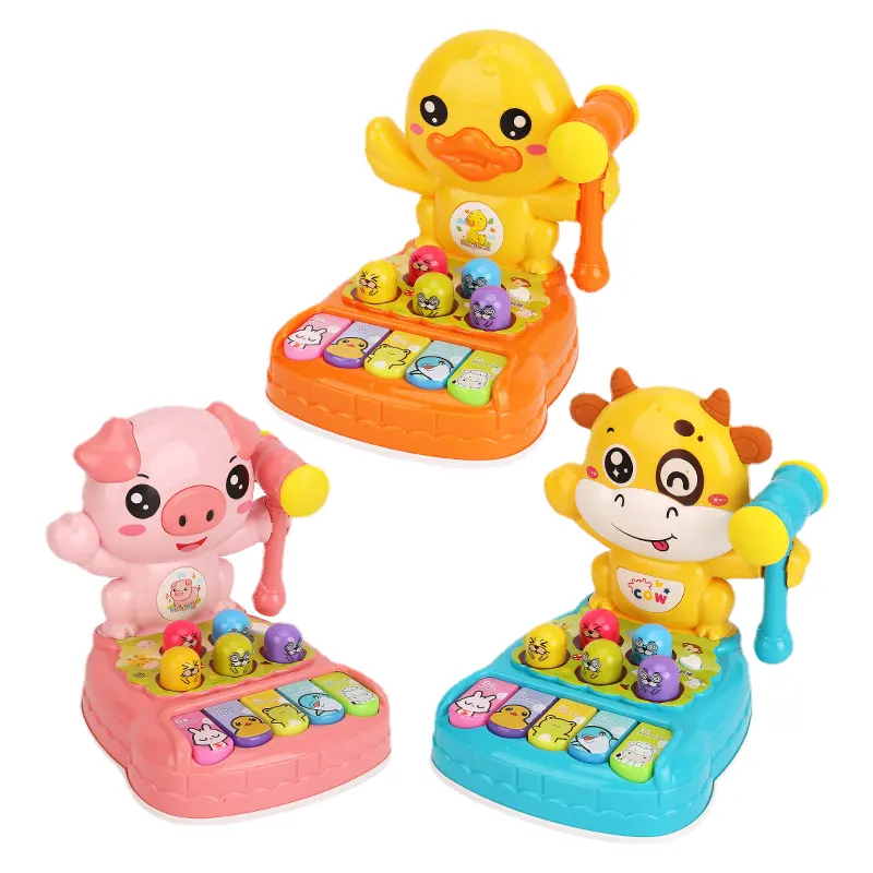 HY Toys vende juguetes para niños feliz Whack-a-mole luz Linda mascota con juego de música máquina de percusión bebé piano rompecabezas juguete