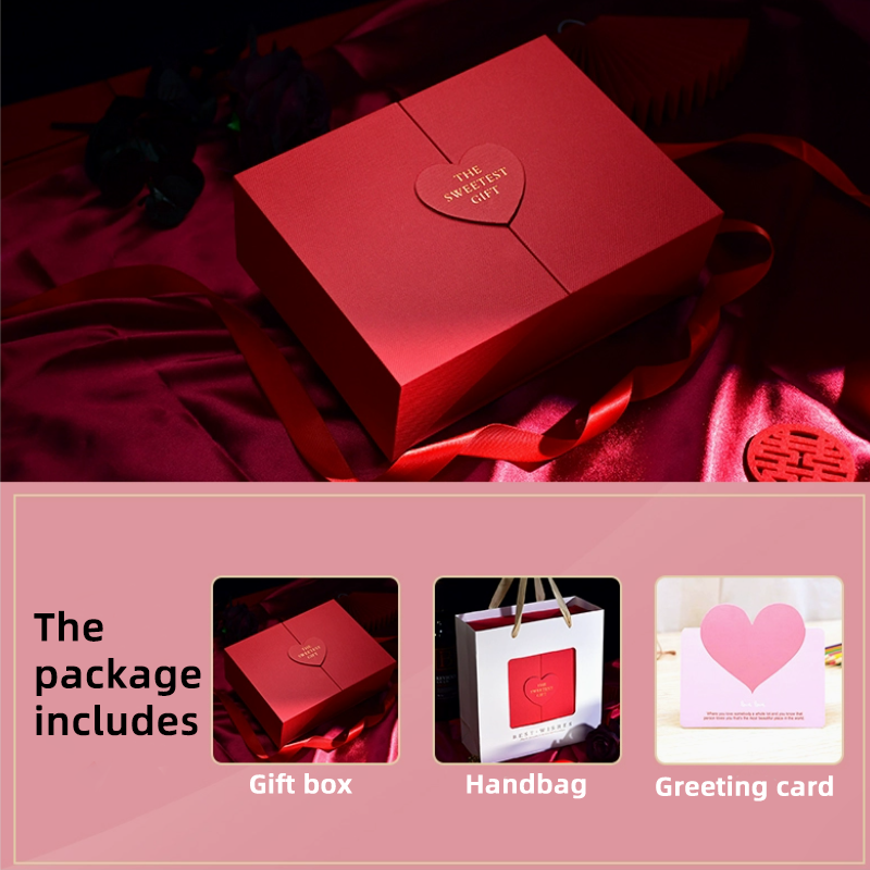 Red heart-shaped gift box (gift bag + greeting card)