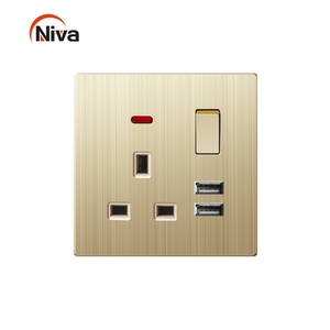 Enchufe de pared eléctrico Salida universal multifuncional USB e interruptor Panel de metal - Product Image 2
