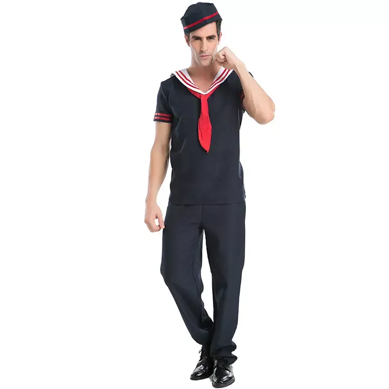 Traje de Sailor Halloween para hombres y adultos, camiseta, pantalón, sombrero, venta al por mayor