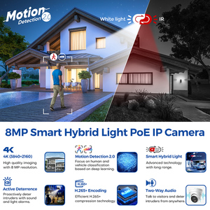 Hitosino HIK兼容8MP 4k智能彩色夜视实时保护AI运动检测2.0眼球PoE IP摄像机 - Product Image 3