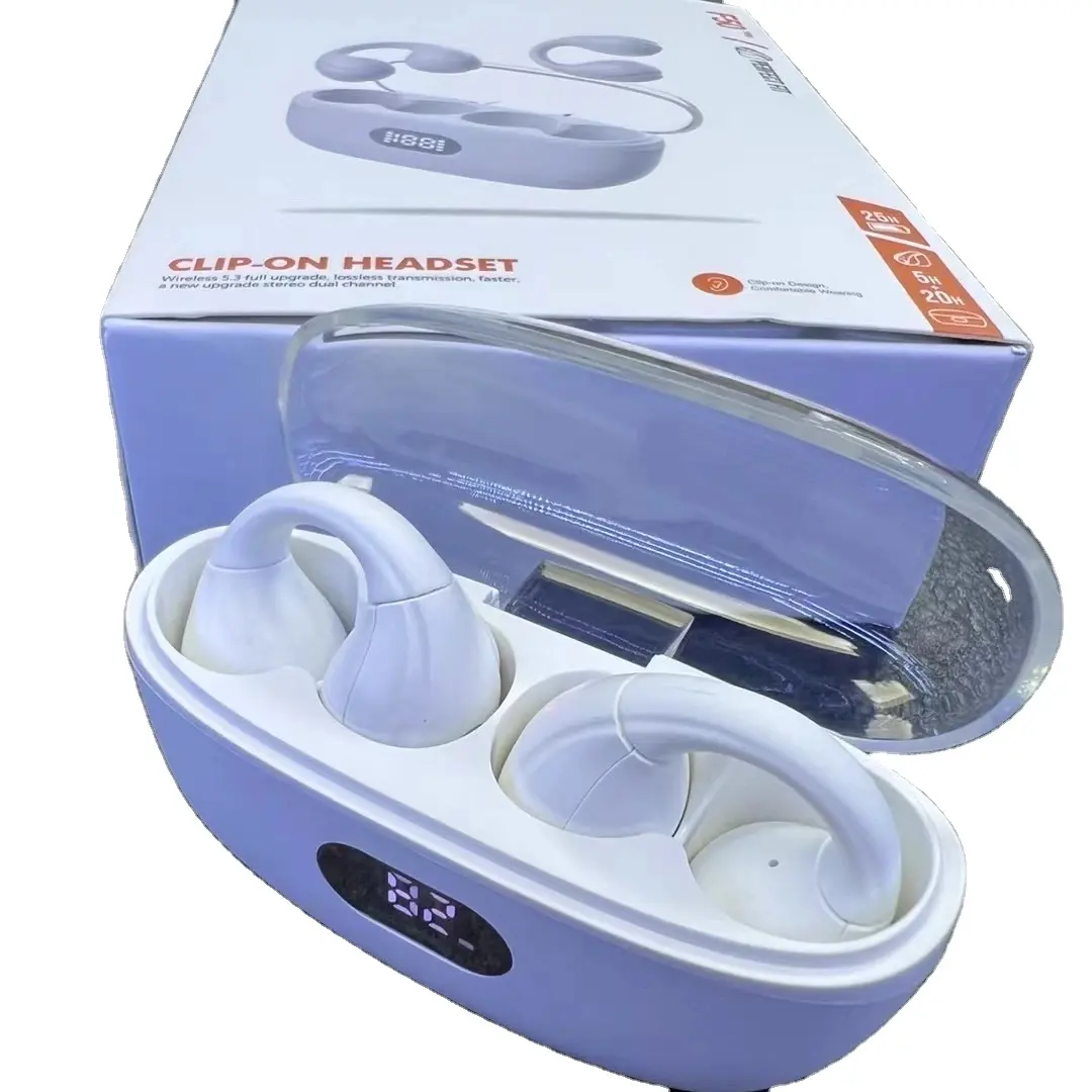 Vente en gros d'écouteurs Hotsale F50 Casque à clip sans fil à affichage numérique intelligent Gadgets de jeu Casques d'écoute stéréo HiFi électroniques