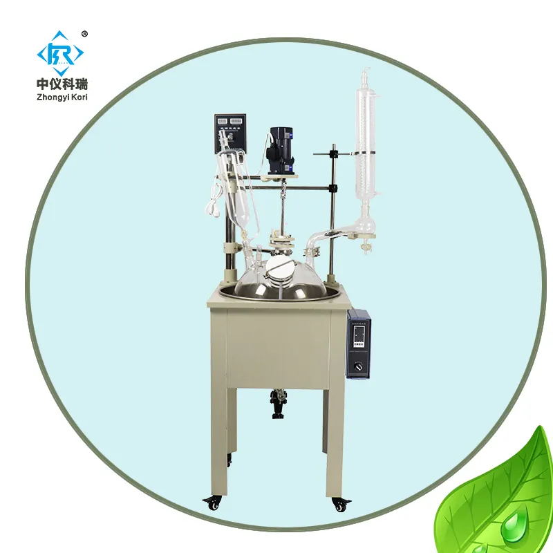 Chemistry lab glass reactor heating mantle and single layer glass reactors with stainless steel water oil bath