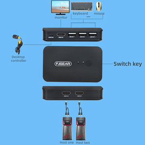 HK201 Fjgear Usb2.0 4K Kvm Switch Selector Sin controlador Dos puertos Hdmi 3840*2160/30Hz Para conexiones de computadora - Product Image 2