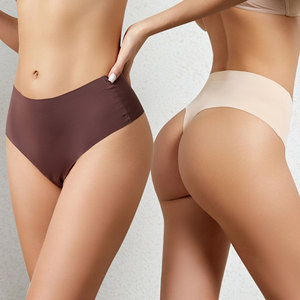 Confortável Low-Rise Seamless Sports Tanga das meninas com <span class=keywords><strong>Elastic</strong></span> T-shirt Imprimir Sexy Cor Sólida Roupa Interior De Malha