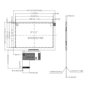 Display tft a 40 pin con modulo lcd 800x480 da 5 pollici con touch screen a resistenza - Product Image 6
