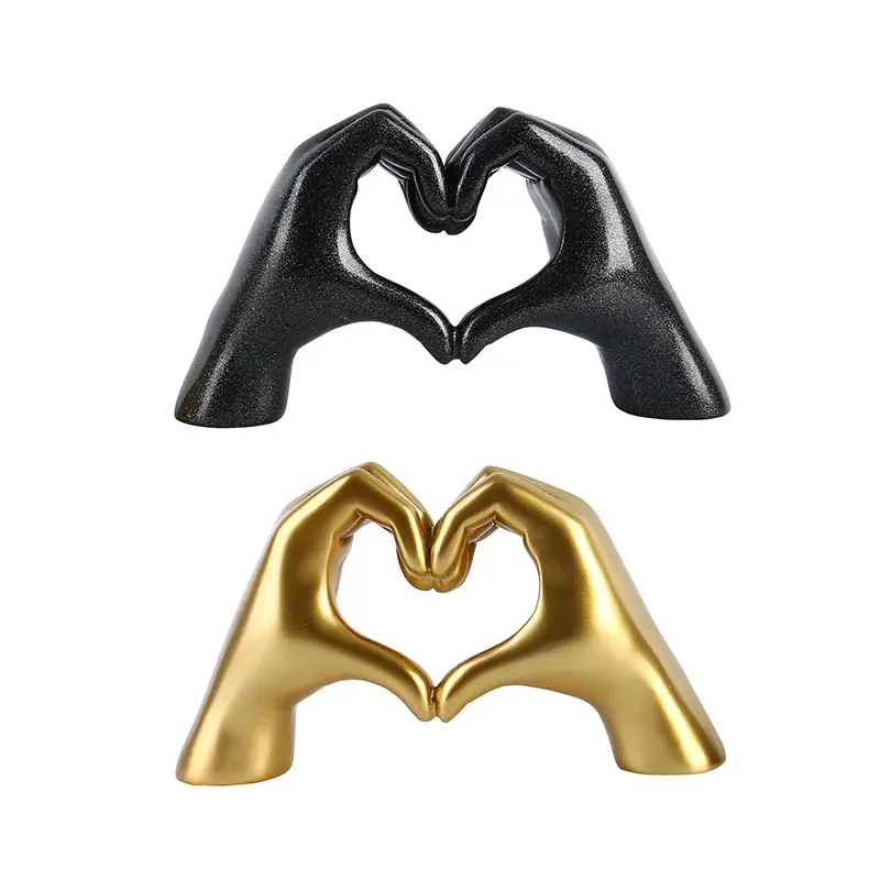 Nordic Heart-Shaped Wedding Abstract Resin Art for Home Decoration Decorative Love Hand Sculpture Resin Crafts
