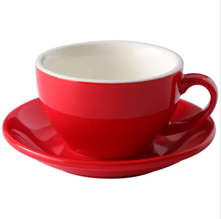 250ml en kaliteli renk kahve fincan ve çay tabağı Set Cappuccino Latte bardak kalınlaşmış seramik kupa