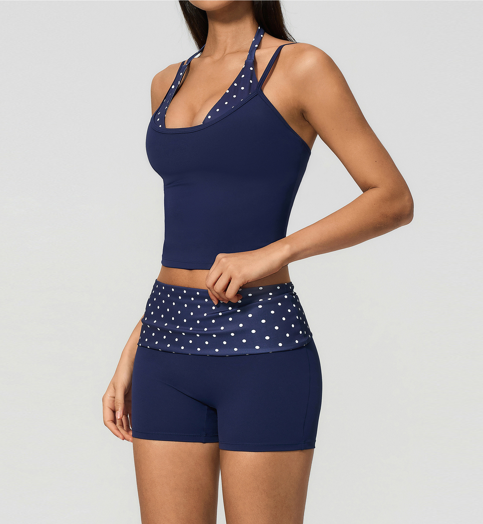 navy blue shorts sets