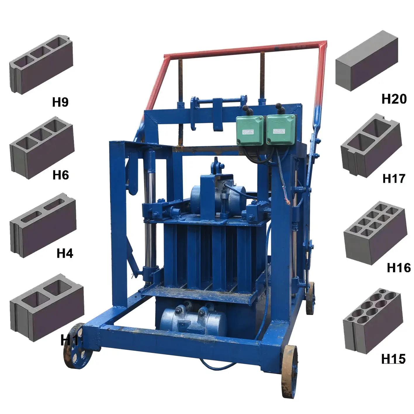 Half-Automatische Direct Push Mobiele Baksteenmachine Thuisgebruik Grondsteen En Holle Blokmachines