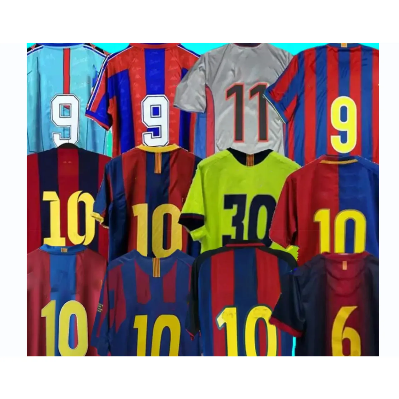 Camisetas de fútbol retro Barcelonaes MESSI XAVI RONALDINHO RIVALDO GUARDIOLA PUYOL Iniesta finales maillot de pie