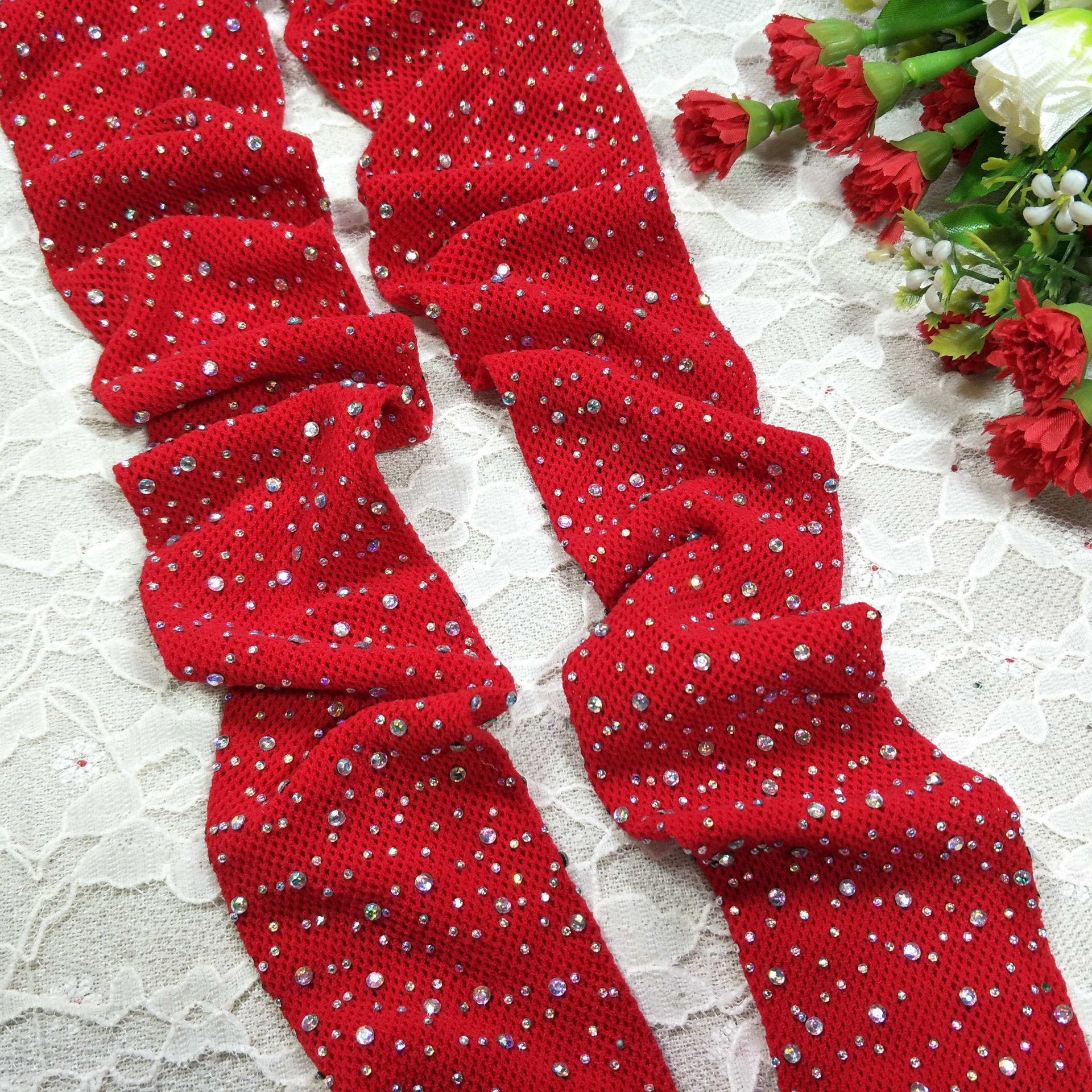 Red with clear stones