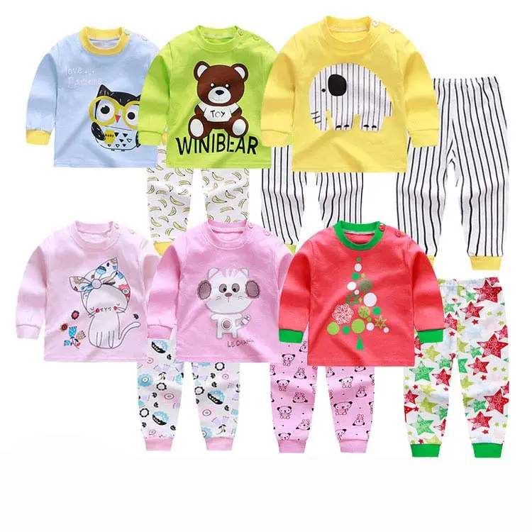 Conjunto de ropa de bebé de manga larga para primavera y otoño, Conjunto de sudadera y pantalones, 100% algodón, venta al por mayor, 2 uds.