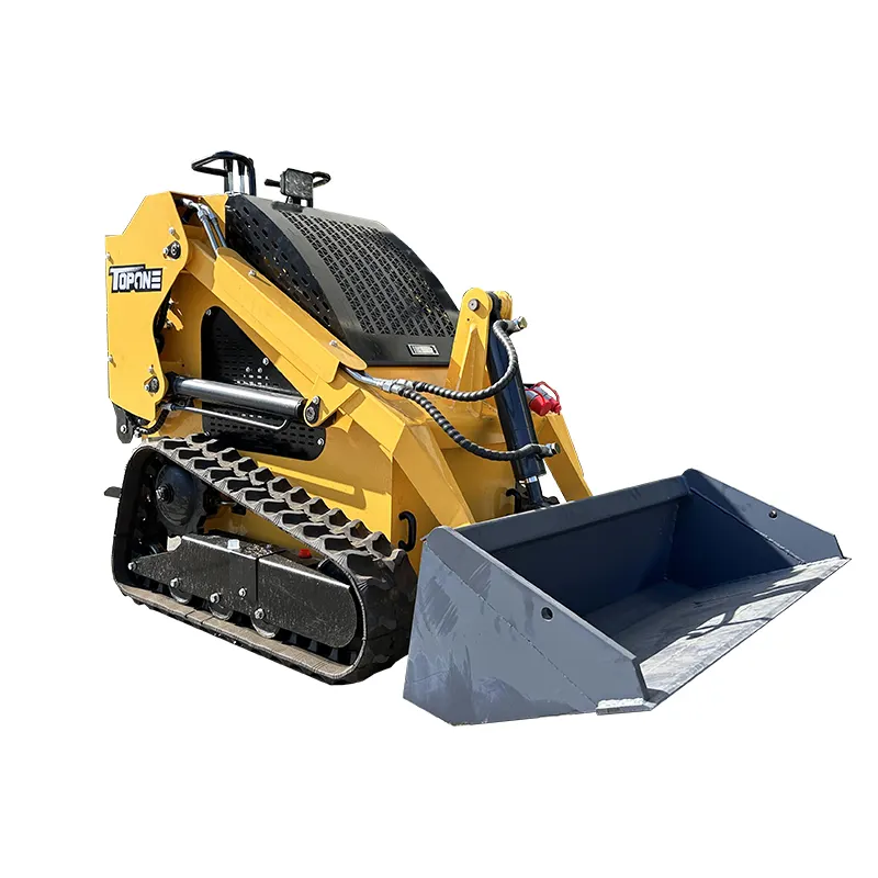 TOPONE TL280T 10 HP Mini Track Loader triangolare in gomma benzina Mini Skid Steer Loader per giardino