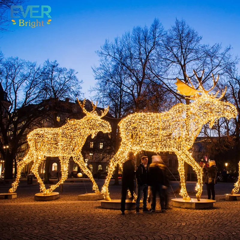 LED Xmas big flashing 3d deer&horse light motif rope snowflake light for Christmas decoration