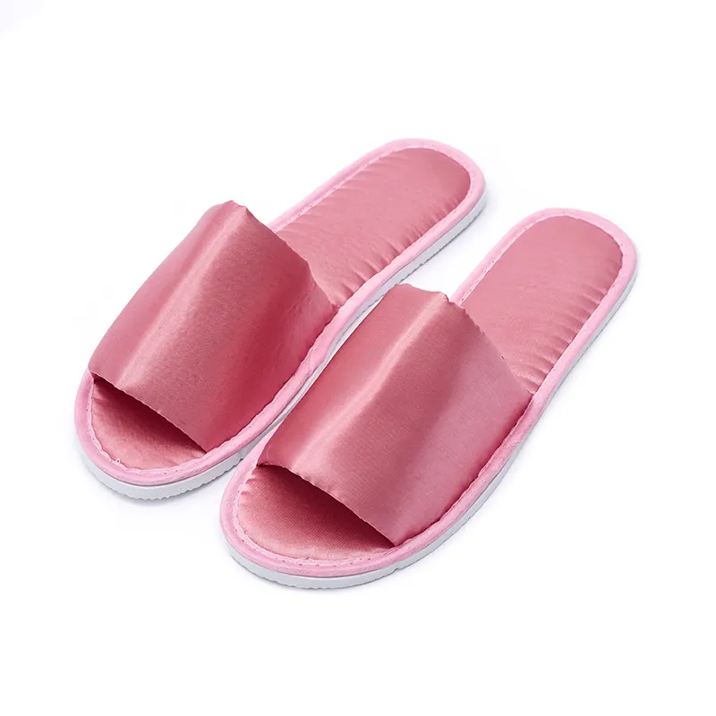 Plataforma Bohemia de lujo para mujer playas dormitorio interior rosa satén Hotel zapatillas con bolsa